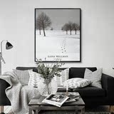 黑白雪景树风景装饰画美式意境沙发背景墙客厅餐厅书房办挂画壁画