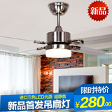 新款吊扇灯 不锈钢餐厅卧室现代简约家用LED小吊扇静音风扇灯单灯