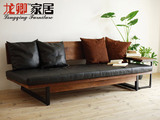 复古做旧实木铁艺沙发 简约高端欧式沙发三人沙发椅懒人沙发床