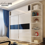 现代简约 白色整体 推拉衣柜板式组合组装卧室衣橱移门2门大橱柜