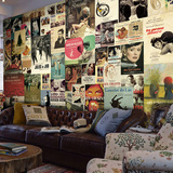 欧美复古大型壁画墙纸电影明星海报拼图咖啡餐厅酒吧无缝壁纸墙布