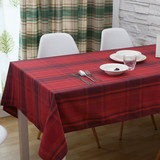 包邮 棉麻桌布布艺宜家红色田园风格子台布餐桌布茶几布可定做制