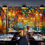 定制背景墙 欧式艺术酒店餐厅抽象个性手绘大型壁画 墙纸壁纸油画