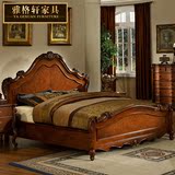 美式实木单双人床 欧式实木床小户型雕花床卧室成人床婚床1.8米
