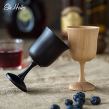 西芙创意日式木杯一口杯烈酒杯高脚杯白酒杯小酒杯酒盅家用清酒杯