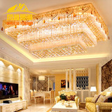长方形新款奢华大气水晶吸顶灯金色灯具客厅卧室灯1米灯饰