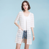 夏装2016新品韩版中袖雪纺蕾丝防晒衣女大码中长款开衫宽松薄披肩