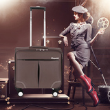 新款商务横款拉杆箱 16寸旅行箱18寸行李箱包 万向轮男女登机箱子