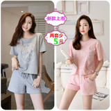2016夏季韩版新款短袖套装女睡衣家居服时尚甜美休闲套装短裤套装