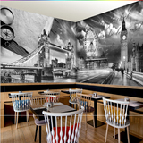 咖啡馆餐厅酒店ktv客厅卧室背景墙壁纸 欧式复古怀旧建筑立体壁画