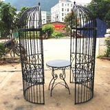 欧式创意大型户外半圆铁艺鸟笼造型桌椅 铁质庭院座椅 咖啡店座椅