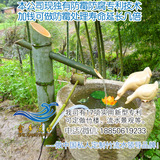日式庭院花园假山竹筒流水喷泉摆件 户外园林石槽石钵竹子流水器
