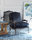 美式乡村布艺单人沙发别墅客厅休闲椅实木老虎椅懒人椅法式做旧椅