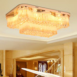铂睿现代金色客厅长方形水晶吸顶灯 大气LED圆形卧室餐厅水晶灯具