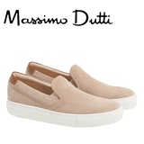 Massimo Dutti女鞋 MD牛皮编织厚底运动鞋平底圆头一脚蹬乐福鞋
