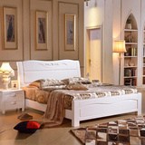 现代简约全实木床1.8米1.5米双人橡木愫床纯白色婚床中式卧室家具