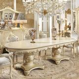 高档奢华实木雕花欧式法式新古典白色别墅家庭椭圆形八人餐桌