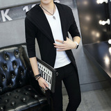 欧洲站品牌发型师男装韩版中长款风衣纯棉薄款青少年潮流连帽外套