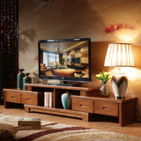 品跃简约中式小户型客厅实木橡木伸缩组合时尚电视机柜电视柜地柜