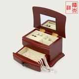 创意高档首饰盒实木公主珍珠项链戒指耳钉欧式韩国古典小收纳盒