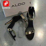 知品美国代购 Aldo高跟鞋细跟一字带露趾单鞋夏包跟拉链麂皮凉鞋