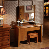 简约现代实木梳妆台 中式橡木迷你雕花化妆桌卧室小户型组装家具