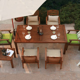 高端品质户外家具 铸铝铁艺仿柚木桌椅别墅庭院花园一桌六椅组合