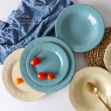 韩式创意简约小清新碗碟餐具草帽盘纯色碗碟套装家用个性陶瓷盘子