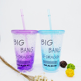 权志龙水杯 杯子塑料夏季学生冰杯便携礼品bigbang周边应援gd同款