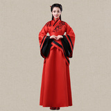 古装汉服中国风中式改良汉服古装女古筝演出服舞台装绣花曲裾