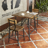 美式乡村复古铁艺桌椅户外家具实木餐咖啡厅室外酒吧餐桌多功能