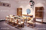 禅意茶室家具免漆老榆木茶桌设计师家具新中式茶室家具茶桌茶椅