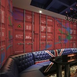 复古铁皮集装箱壁纸简约欧式大型壁画个性酒吧KTV桌球室餐厅墙纸