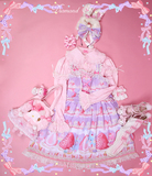 现货☆草莓蛋糕☆lolita可爱甜系粉嫩兔子奶油蝴蝶结连衣裙JSK