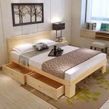 简约现代宜家加厚实木松木床儿童床1米 单人床1.2 1.5双人床1.8米