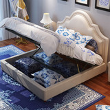 北欧宜家双人床 简约后现代欧式布艺床婚床1.8米小户型储物床家具