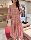 法国代购 maje16春夏新款炫彩优雅几何印花九分袖连衣裙RAYI 2色