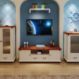 包邮地中海风格电视柜酒柜实木欧式电视机柜茶几组合套装电视墙柜