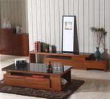 橡木实木组合伸缩电视柜现代中式简约地柜时尚客厅家具影视柜茶几