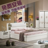 板式家具床现代简约白色双人床1.8米1.5米小户型储物床气动高箱床