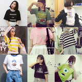 2016韩版新款夏装学生短袖t恤卡通打底衫原宿风中学生上衣女装潮