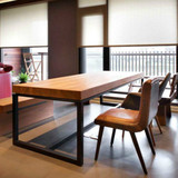 北欧宜家小户型铁艺实木长方形餐桌西餐厅饭桌 咖啡桌椅 饭店餐桌