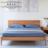 全实木床简约现代日式1.51.8橡木双人床北欧宜家原木婚床卧室家具