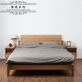 简约现代全实木床北欧日式环保黑胡桃1.51.8米橡木美式双人床定制