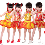 新款男女儿童演出服舞蹈服幼儿中国风灯笼裤古装民族肚兜表演服装