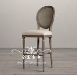 法式欧式实木酒吧椅做旧吧台椅凳高脚椅酒吧凳餐椅美式休闲桌椅