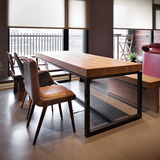 实木餐桌椅组合长方形原木长桌简约饭桌办公书桌美式复古酒店餐桌