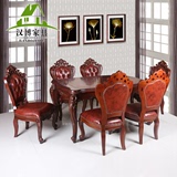红木家具刺猬紫檀木餐桌实木欧式餐台仿古中式花梨木餐桌椅组合