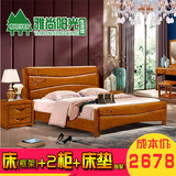 全实木橡木床1.8米1.5米双人单人床田园风格高箱大床现代简约新款