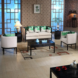新中式客厅实木沙发组合 售楼处酒店会客休闲卡座沙发床家具定制